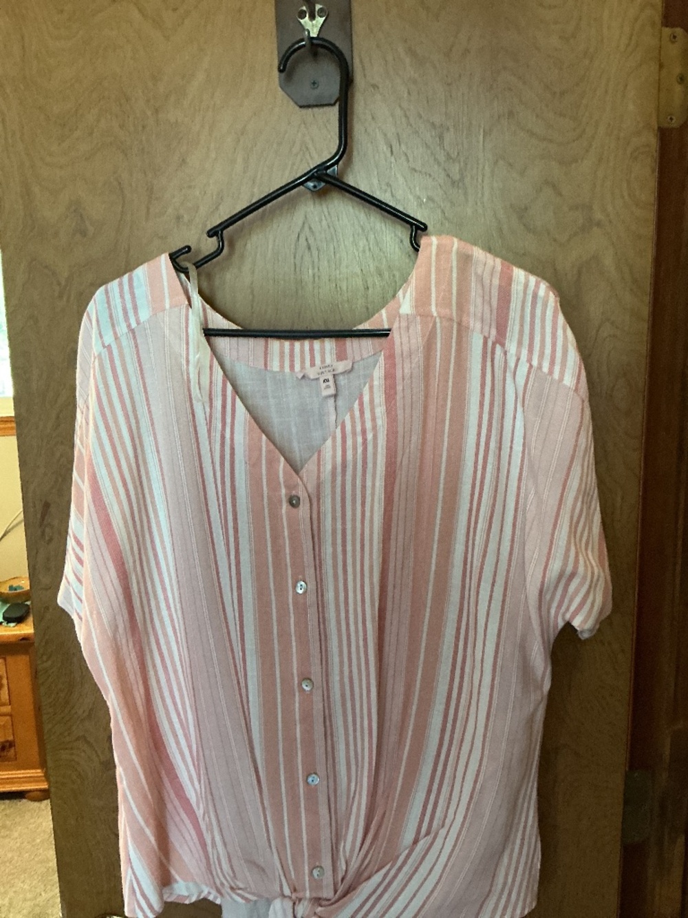 Como Vintage XXL Peach & White Striped Ladies top NWOT